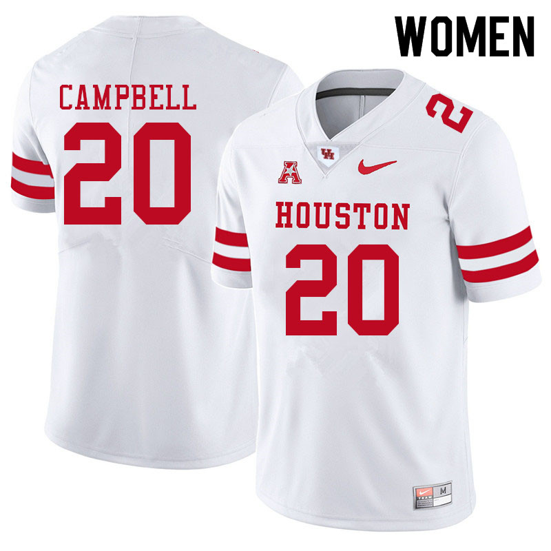 Women #20 Brandon Campbell Houston Cougars College Football Jerseys Sale-White